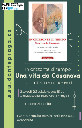 Přečtete si více ze článku PREZENTACE KNIHY „IN ORIZZONTE DI TEMPO. UNA VITA DA CASANOVA“ 23.10.2025